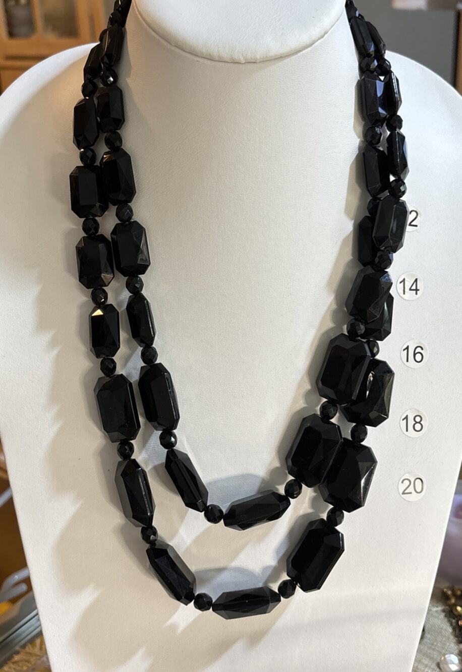 White House Black Market Black Faceted Bead Multi Strand Statement Necklace